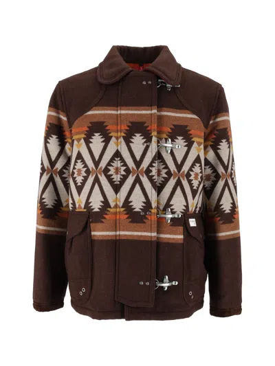 Fay 4 Ganci Desertcode Archive Jacquard Short Jacket In Brown