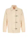 Fay Linen Jacket Collared Neck Front Flap In Brown