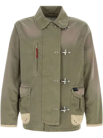Fay 4-ganci Twill Jacket In Green