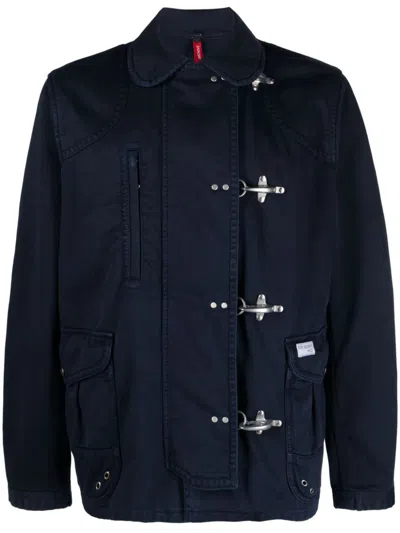 Fay 4 Gancini Archive Cotton Jacket In Blue