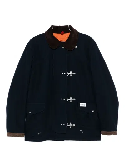 Fay 4 Gancini Patch-pocket Coat In Blue