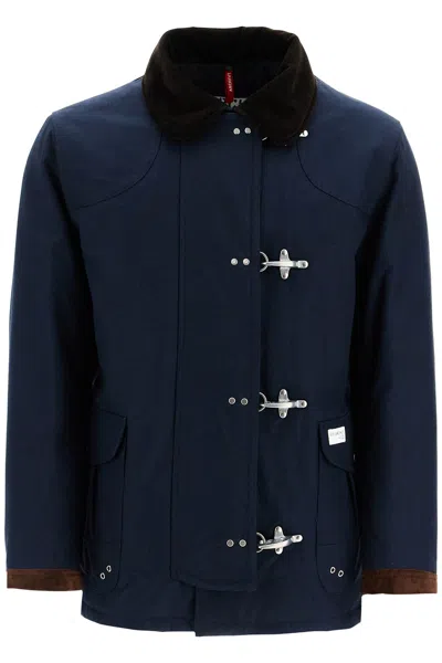 Fay 4-hook Canvas Jacket With Classic In Blu Petrolio (blue)