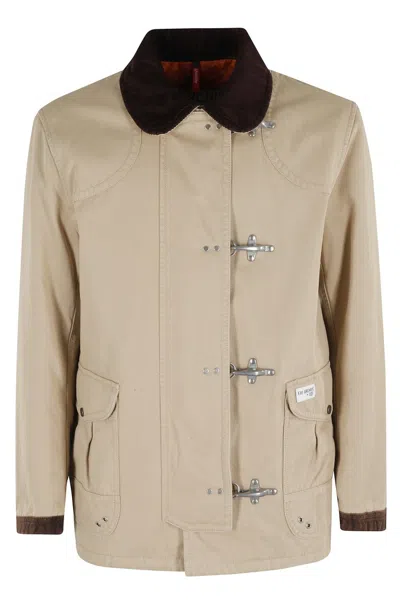 FAY 4 HOOKS ARCHIVE JACKET IN SAND COTTON FABRIC