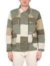 Fay Khaki Green Patchwork Jacket With Buckles In Cotton Man