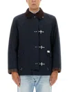 Fay Wool Blend Jacket With Front Pockets And Contrast Collar In Blue