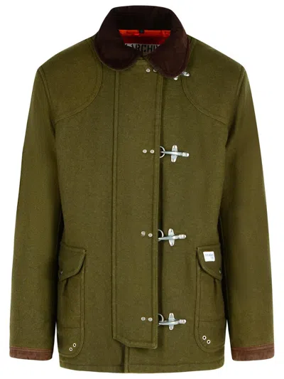 Fay 4ganci Green Wool Blend Jacket