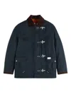 Fay 4-hook Jacket With Blue Corduroy Details And Lobster-claw Fastening In Blue