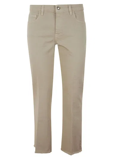 Fay 5-pocket Beige Stretch Denim Jeans In Animal Print