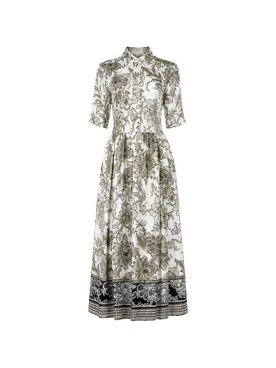 Fay Abito Midi Con Stampa Verde  In Multi