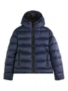 Fay Quilted Coat Featuring Hood And Pockets In Blue