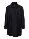 Fay Layered Long Sleeve Buttoned Waterproof Coat In Black