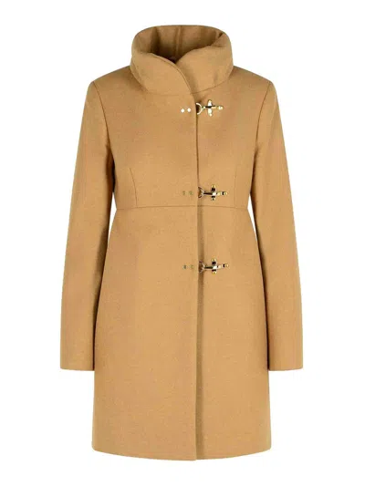Fay Hook-closure Wool Coat In Brown