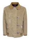 Fay Textured Corduroy Double-breasted Jacket With Contrasting Collar In Brown