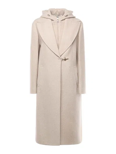 Fay Double-front Wool Jersey Coat In Neutral