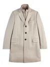 Fay Structured Light Beige Cashmere Coat With Notch Lapels And Flap Pockets In Gray