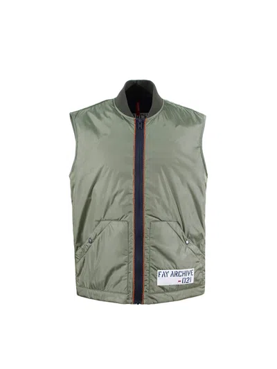 Fay Achive Padded Vest In Salvia Scuro