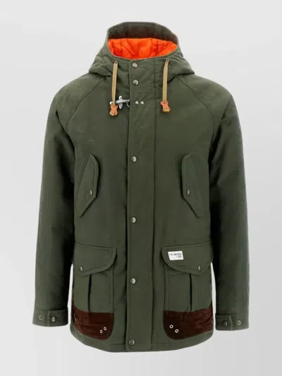 Fay Adjustable Straps Cotton Padded Parka In Green