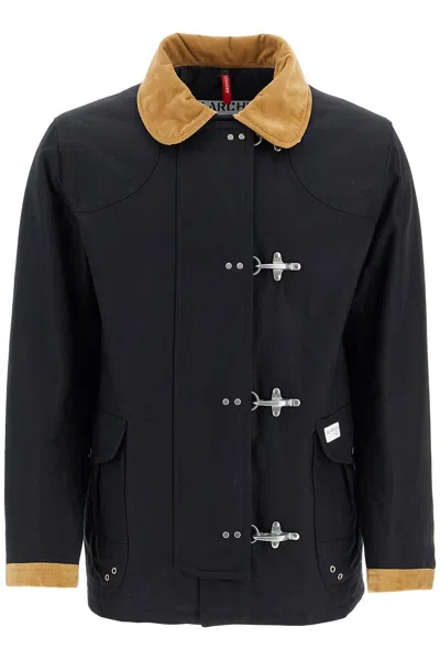 Fay Archive 4 Hooks Jacket With Velvet Inserts In Black