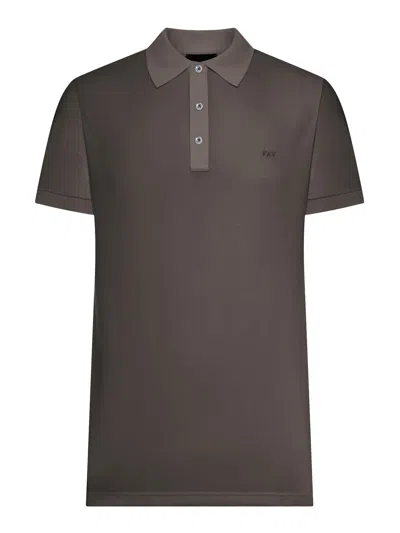 Fay Archive Cotton Piquet Polo Shirt In Brown