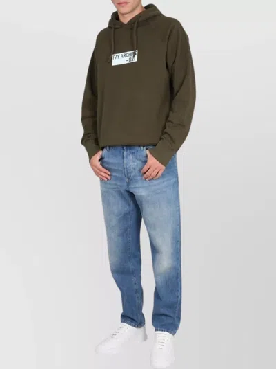 Fay "archive" Drawstring Hooded Sweatshirt In Green