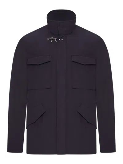 Fay Archive Explorer Field Jacket In Technical Fabric In Blue