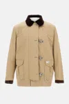 Fay Canvas Jacket With Button Accents And Front Pockets In Brown