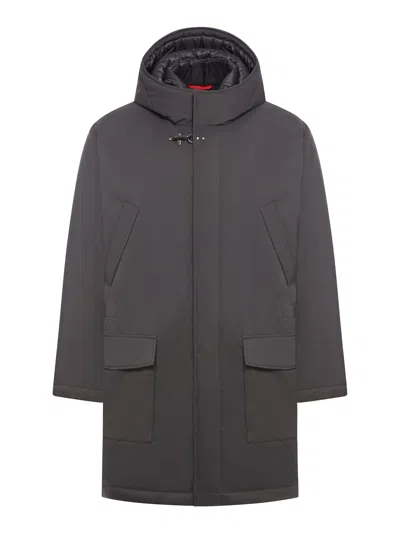 Fay Archive Long Jacket In Technical Fabric In Black