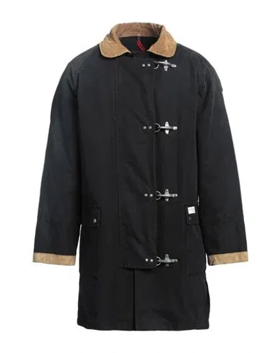 Fay Archive Man Coat Black Size L Cotton, Calfskin