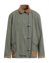 Fay Archive Man Jacket Military Green Size Xl Cotton, Cow Leather In Green