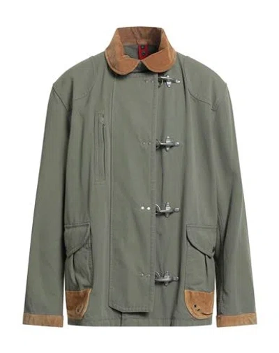 Fay Archive Man Jacket Military Green Size Xl Cotton, Cow Leather