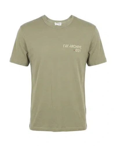 Fay Archive Man T-shirt Sage Green Size S Cotton