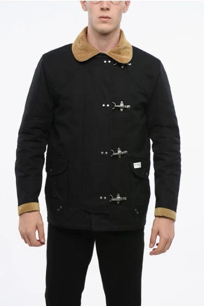 Fay Archive Padded Jacket With Suede Details And 4 Hook Closure