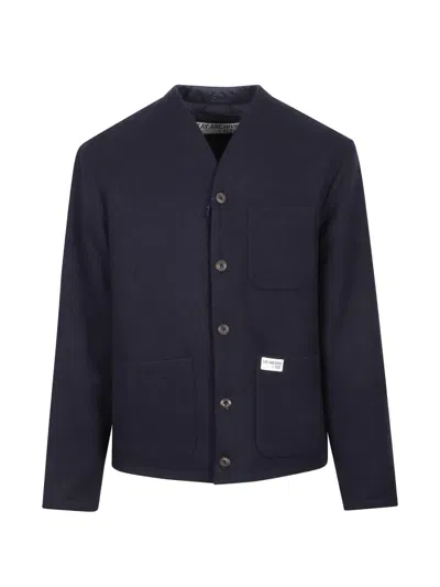 Fay Archive Reversible Padded Wool Jacket In Blue