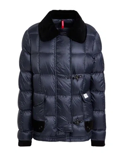 Fay Archive Woman Puffer Midnight Blue Size M Polyamide, Cotton, Cow Leather