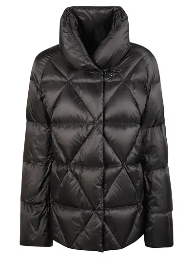 Fay Argyle Diamond-quilted Down Cape In Black
