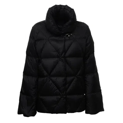 Fay Argyle Hooded Down Cape In Black