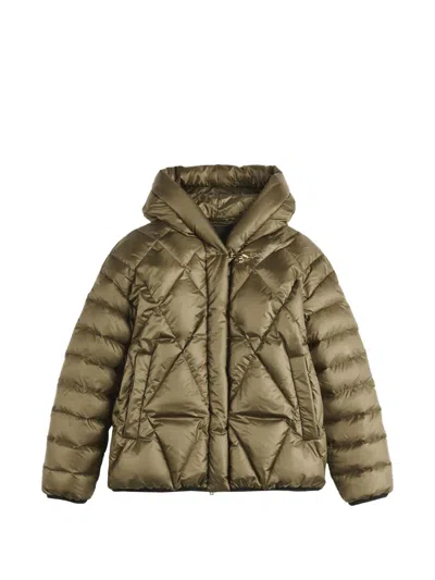 Fay Argyle Quilted Puffer Jacket In Green