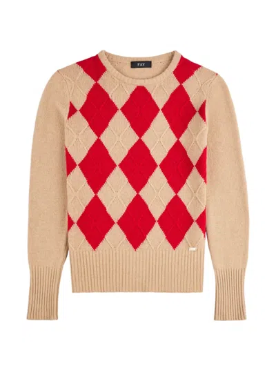 Fay Argyle-pattern Cable-knit Sweater In Neutral