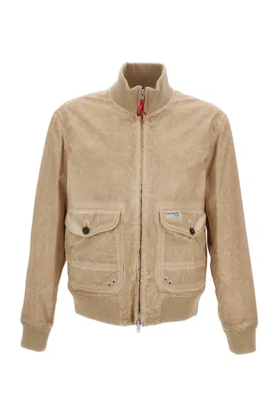 Fay Authentic Garment-dyed Bomber Jacket With Rib-knit Details In Multi