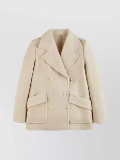 Fay Back Belted Double-breasted Lapels Cuffs Pockets In Brown