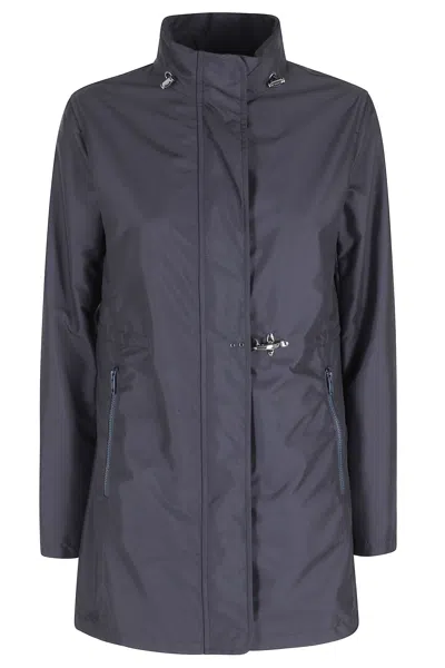 Fay Baltic Blue New Virginia High-neck Drawstring Polyester Jacket In Gray