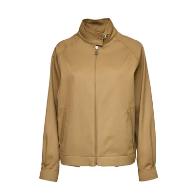 Fay Barracuda Gancio Drill Cotton Bomber Jacket In Brown