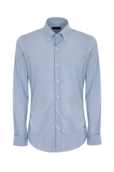 Fay Basic Shirt In Cotton Blend Light Blue