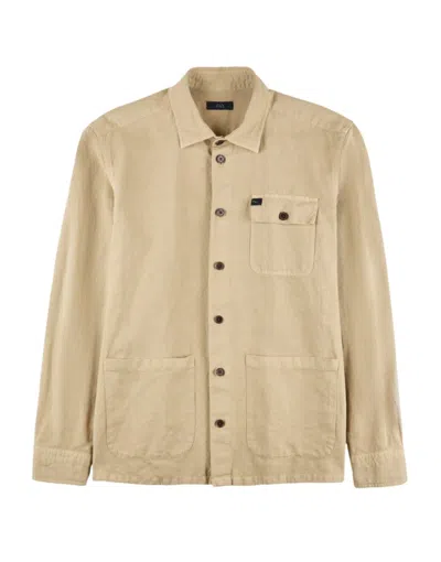 Fay Beige Button-up Casual Jacket In Brown
