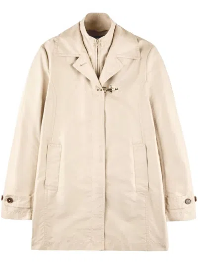 Fay Beige Coat With Hook Fastening