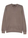 Fay Crew-neck Wool Sweater In Brown