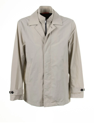 Fay Beige Jacket With Zip And Collar In Sabbia