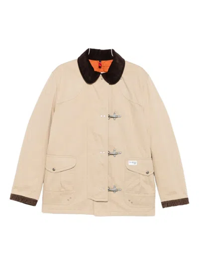 Fay Beige Notched Lapels Cotton Jacket In Neutral