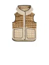 Fay Beige Quilted Teddy Mix Vest In Brown