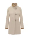 Fay Beige Solid Band Collar Trench Coat In Beige
